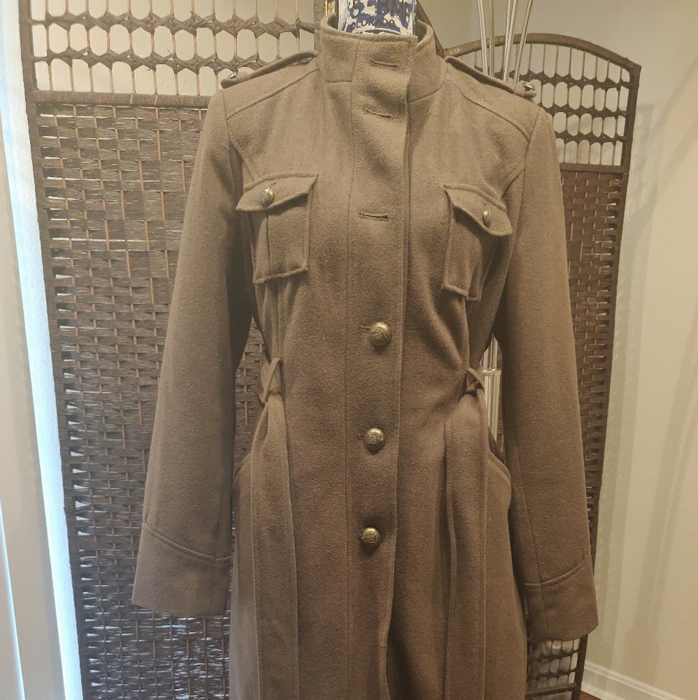 Wool blend olive green coat